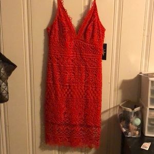New! Red lace midi dress